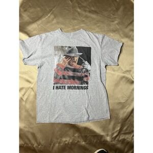Vintage Freddy Krueger Shirt I Hate Mornings Grey‎ Size Large Mens Funny Humor